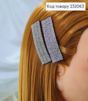 Заколка Тік-Так (хлопавка) ПРЯМОКУТНА 7*2см чорна в срібних стразах в асорт. 232063 фото