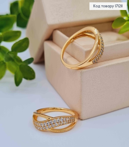 Кольцо "Волна" украшено Блестящими камнями, Xuping 18К 171211 фото 1