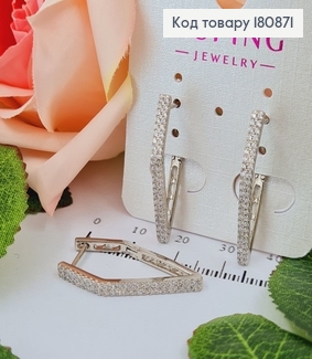 Сережки родовані Ромбовидні Стріли з камінцями, 3*0,3см, Xuping 180871 фото