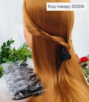 Краб пластик  6см, ЧОРНИЙ глянцевий з вирізаними квіточками, 212206 фото