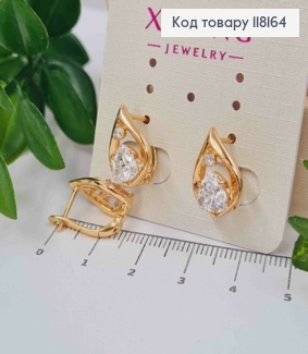 Серьги "СОФИ" с Блестящим камнем, 1,5см, англ. заст., Xuping 18K 118164 фото
