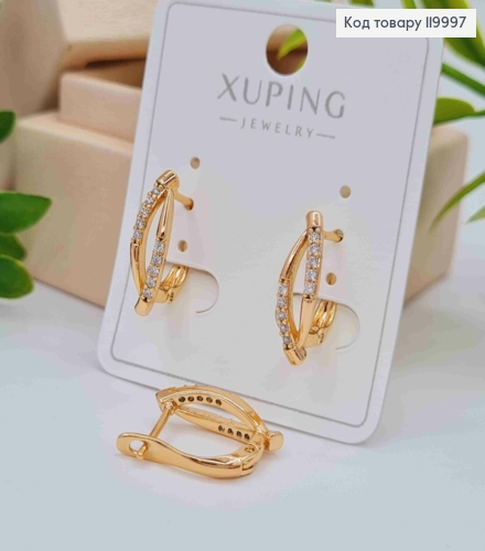 Серьги "Original" украшены Блестящими камешками, 1,7см, английская застежка, Xuping 18К 119997 фото 2