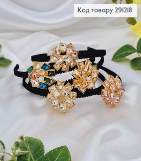 Обруч метал  "Геометрична квітка" з камінцями  в асорт 291218 фото
