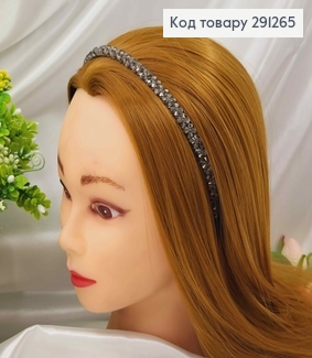 Обруч метал, плетений склярусом в "Квіточки", СІРИЙ колір, шириною 0,8см. 291265 фото