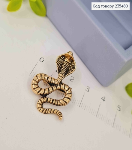 Брошь "КОБРА" ЗОЛОТОГО цвета, размер 3,1*2,1см 235480 фото 2