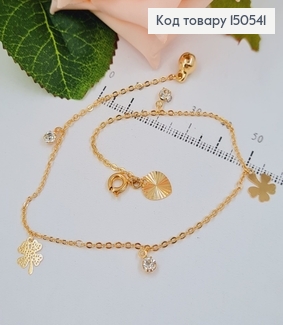 Браслет на ногу Листики с камушками  24см  Xuping 18K 150541 фото