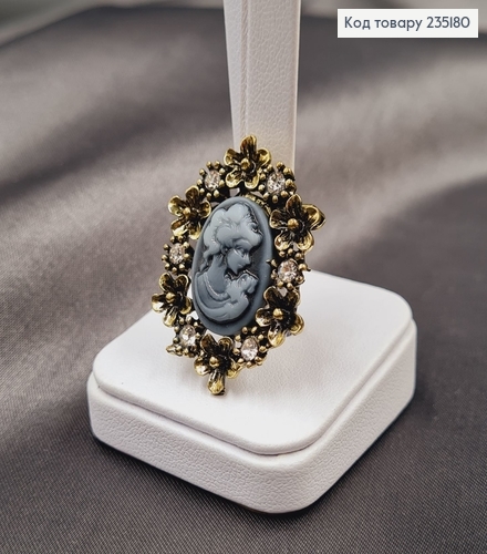 Брошка метал Цветочек золото с камушками 3х2,5см 235180 фото 1