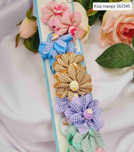 Набор резинок (20шт) БАНТИК-ЦВЕТОК с пирожными (5,5см), резинка 2,5см, цвета в ассортименте 262345 фото 1