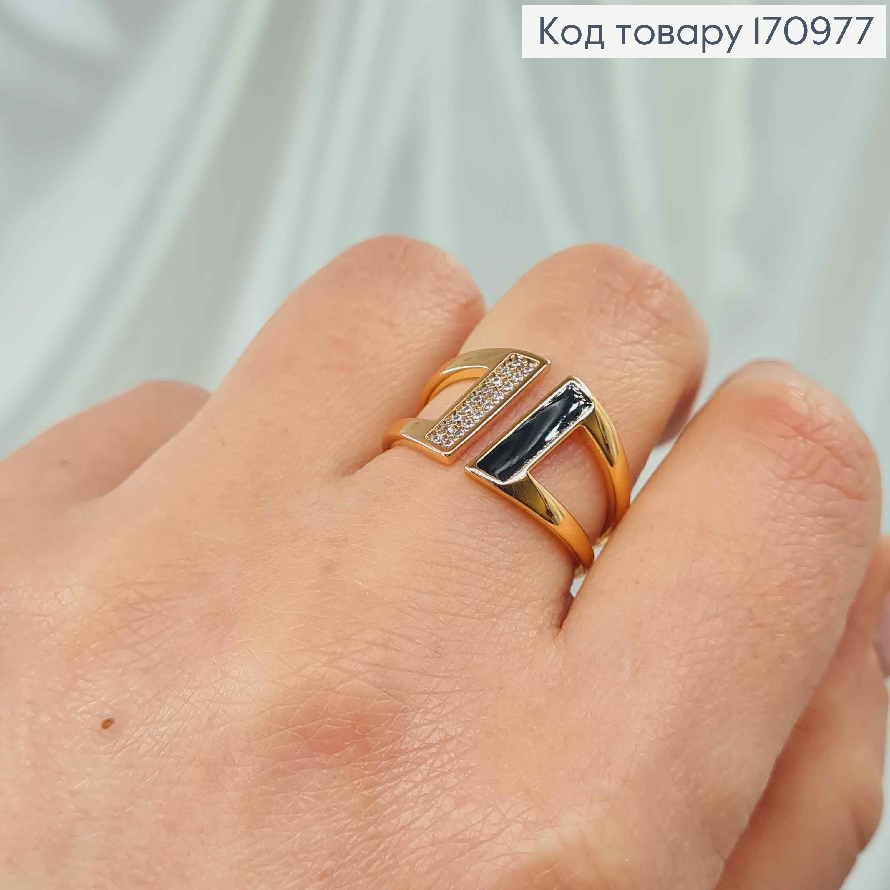 Перстень-Печать, С черной эмалью, с камнями, Xuping 18K 170977 фото 2