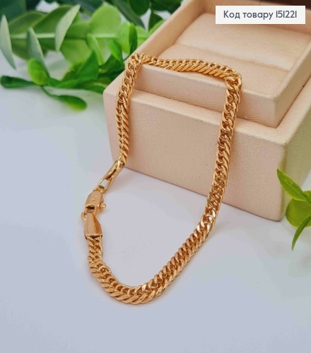 Браслет ПАНЦИРНОЕ ПЛЕТЕНИЕ, ширина 4мм, длина 19см, Xuping 18K 151221 фото 1