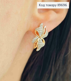 Серьги "Бантик" украшен Блестящими камешками, дл. 1,8см, англ. застежка, Xuping 18К 119696 фото