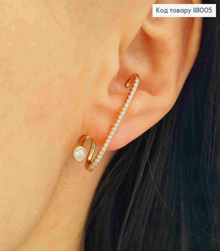 Серьги гвоздики, украшенные Блестящими камешками, 2,9см, Xuping 18K 118005 фото 1