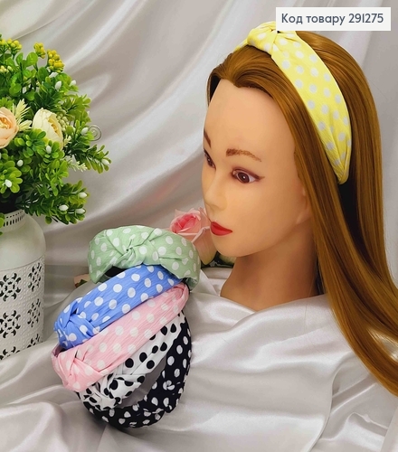 Обруч пластик чалма ГОРОХ в ассортименте 291275 фото 1