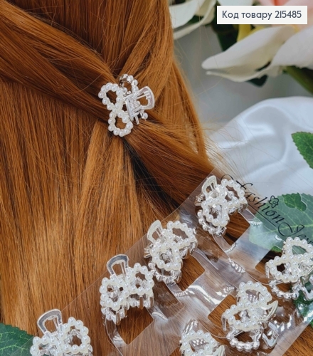 Краб метал, срібного кольору, нескінченність в перлинках, 2см 215485 фото 1