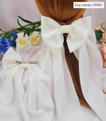 Заколка (7,5см) БАНТ цвета АЙВОРИ, стрейч котон, размер 14,5*36см, Украина 255162 фото 1