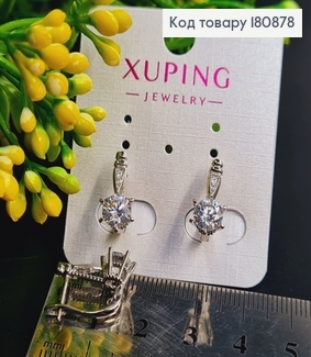 Сережки родовані "Princess" з камінцями (англ.застібка), 1,5*0,6см, Xuping 180878 фото
