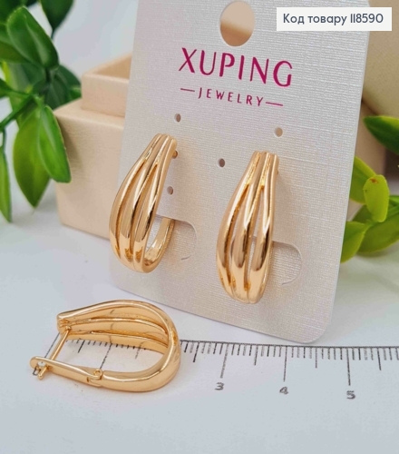 Серьги "Овальные", 2,2см, английская застежка, Xuping 18К 118590 фото 1