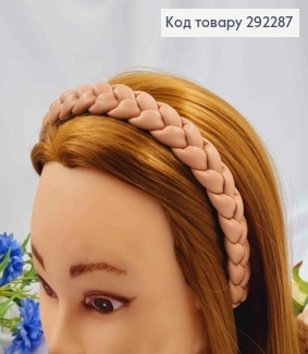 Обруч з екошкіри, плетений Косичка, РОЖЕВОГО кольору, шир. 2см 292287 фото