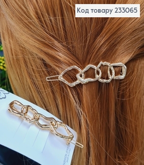Заколка на чуб Плетение золотого цвета  6см 233065 фото
