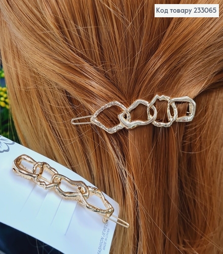 Заколка на чуб Плетение золотого цвета  6см 233065 фото 1