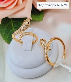 Кольцо "Змея" в камнях с черными глазами, Xuping 18K 170739 фото