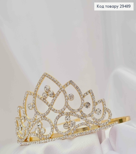 Диадема "Пиковая Дама" в ЗОЛОТОМ цвете с Блестящими камешками, самая высокая точка 5,5см 294119 фото 2