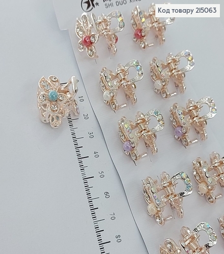 Краб металл Цветочек Розовое золото 215063 фото 2