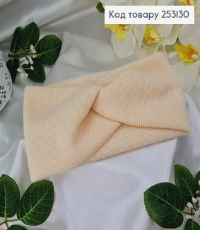 Повязка ангора рубчик, цвет Чай с Молоком, 19*10,5см, ручная работа 275035 фото