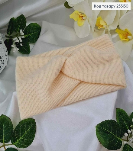 Повязка ангора рубчик, цвет Чай с Молоком, 19*10,5см, ручная работа 275035 фото 1