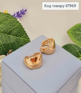 Серьги кольца, расширенные к низу украшены Блестящими камешками в один ряд, 1,7см, Xuping 18K 117969 фото