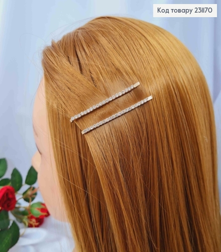 Набор невидимок (2шт) Золотого цвета, с Блестящими камешками, 6,5см, цена за 2шт 231170 фото 1