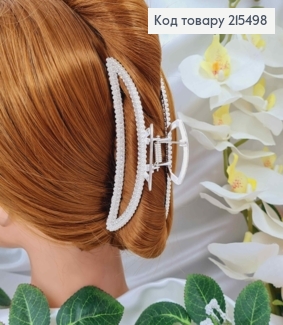 Краб металл, серебряного цвета, в камнях и жемчужинах, Дуга 11см 215498 фото