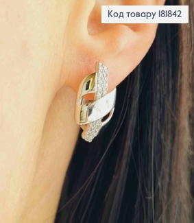 Серьги родованные "Фантазия" украшены Блестящими камешками, 2см, английская застежка, XUPING 181842 фото