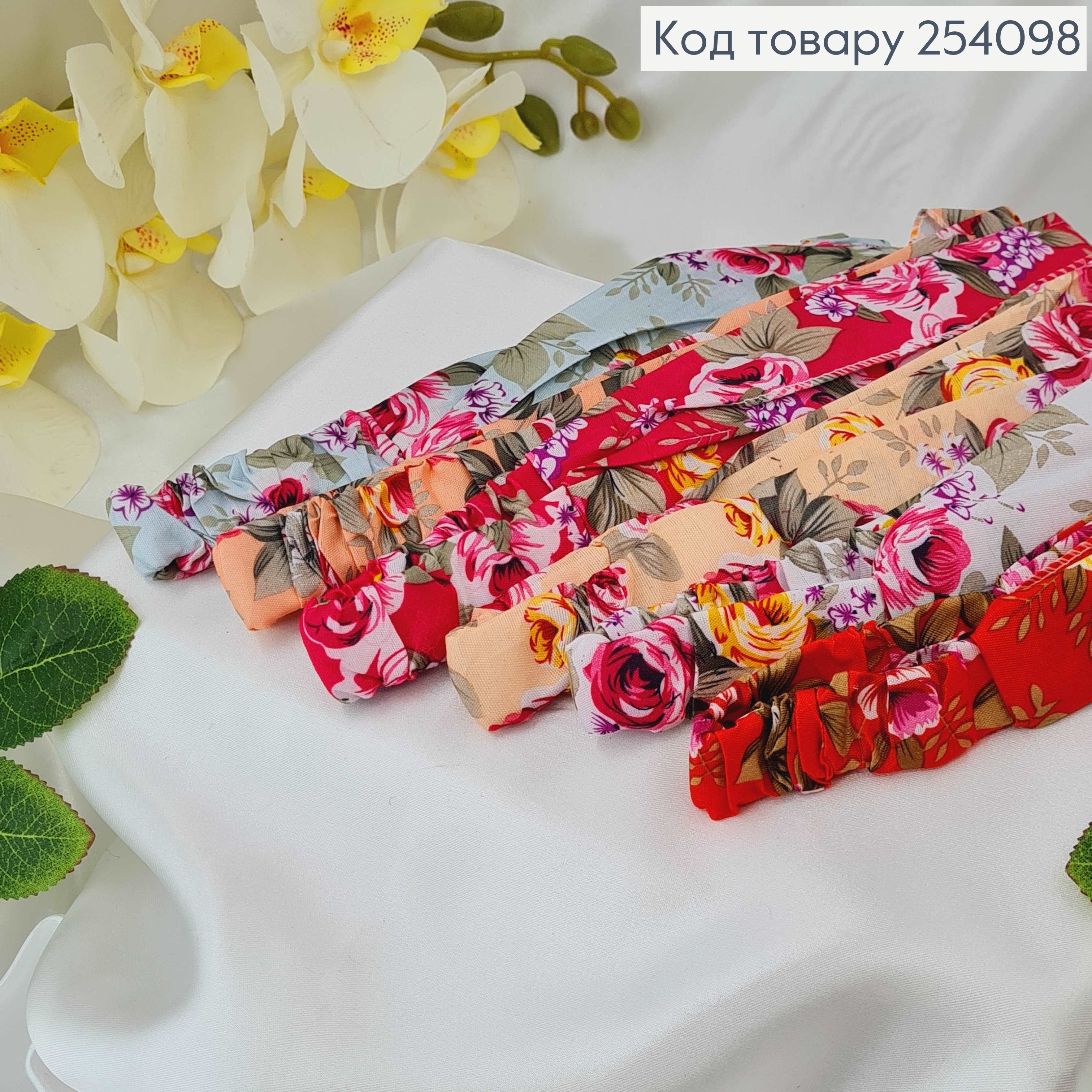 Повязка – чалма, на резинке, с цветочным орнаментом, в ассорт. 254098 фото 2