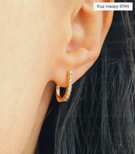 Серьги "ОВАЛЬНЫЕ" с одной строчкой камешков 1,4*0,2см (английская застежка), XUPING 18K 117144 фото 2