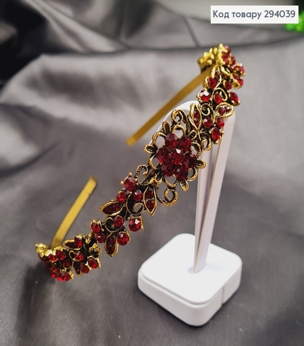 Діадема метал під золото  з  БОРДОВИМИ   камінцями 294039 фото 1