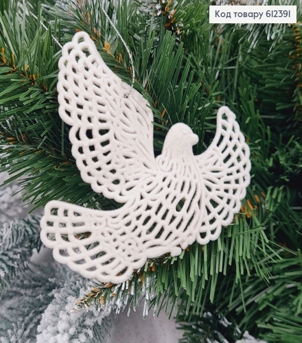 Новогодняя фигура Бархат Голубь Мира БЕЛЫЙ, 11*11см, Украина 612391 фото 1
