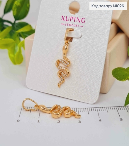 Кулон, "ЗМЕЯ" украшена Блестящими камешками, 2,4см, Xuping 18К 141026 фото 1