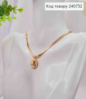 Ланцюжок мідного кольору з підвіскою CHANEL, 41+6см, сталь Stainless steel 240732 фото