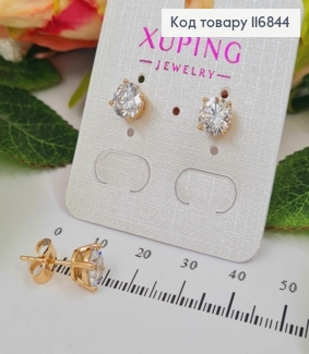 Сережки гвоздики, з Білим камінцем, 7мм, Xuping 18K 116844 фото