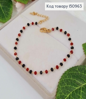 Браслет с Красными и Черными камешками 17+3см, Xuping 18K 150963 фото