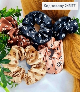 Резинка жатка-об'ємна Луи Витон, Пастельні кольори в асортименті 245177 фото