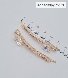 Заколка невидимка металл 6 см  золоотая  капдрат 2 шт / уп. 231081 фото