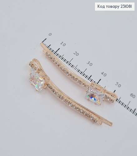 Заколка невидимка металл 6 см  золоотая  капдрат 2 шт / уп. 231081 фото 1