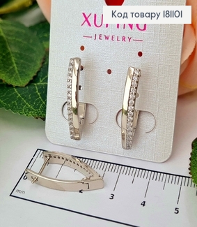 Сережки родованные, Стрелы 2,5см, с рядом камешков, англ. зам. Xuping 181101 фото