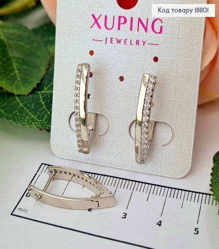 Сережки родованные, Стрелы 2,5см, с рядом камешков, англ. зам. Xuping 181101 фото 1