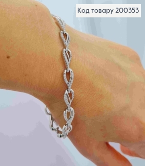 Браслет родованный украшен блестящими камешками, длина 17+2см, Xuping 200353 фото