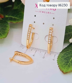 Серьги стрелы, с строчкой камешков, 2,4см, Xuping 18K 116230 фото