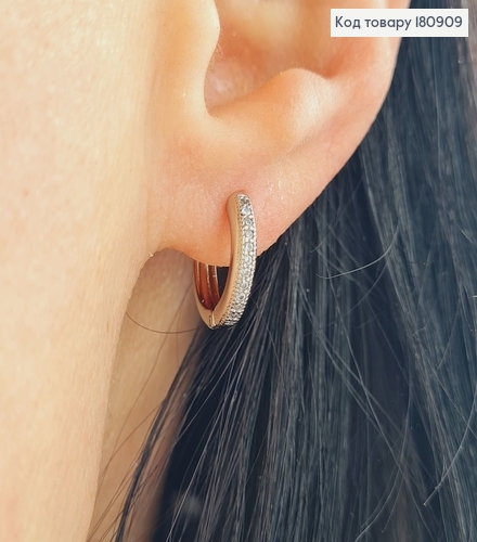 Сережки родовані кільця з камінцями, 1,3см, Xuping 180909 фото 2