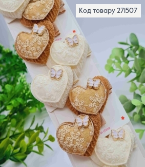 Набір заколок стріла (20шт) "СЕРЦЕ" з  метеликом, Пастельні кольори, заколка 3,5см, серце 4*3,5см 271507 фото